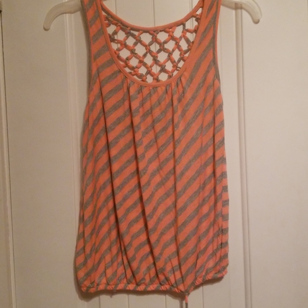 FANG /MEDIUM peach and gray striped tank
